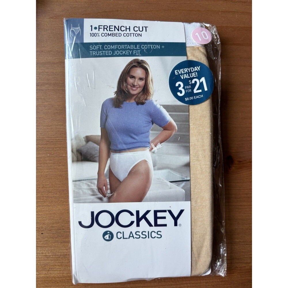 Jockey Classics French Cut High Cut 3pk Beige Size 10 Cotton 2007 NEW 9467